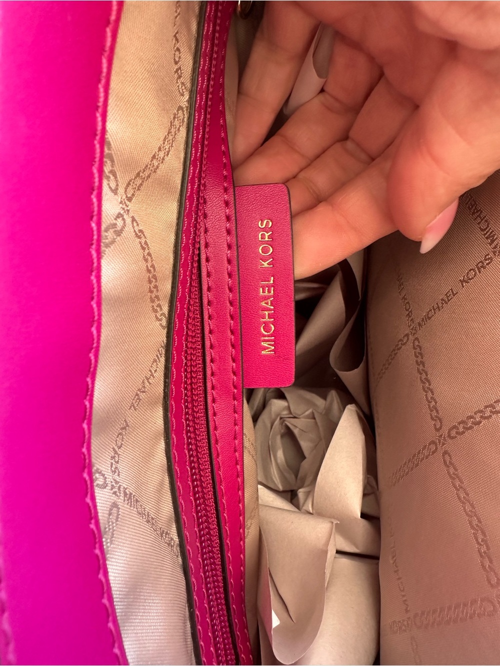 Michael Kors Brown Logo Tote with Pink Accents Voyager tote - Picture 8 of 12